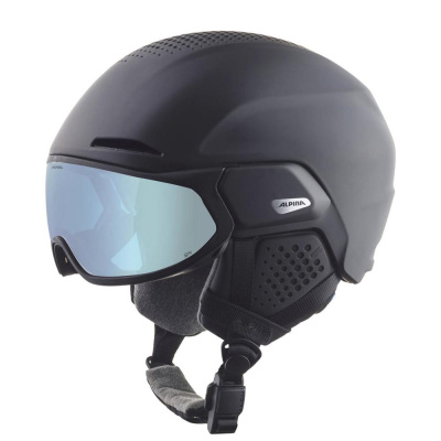 Горнолыжный шлем с визором Alpina Oro QV Mips Black Matt/Ice blue 